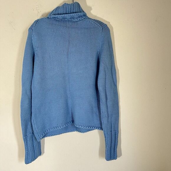 Vintage Gap Sweater Womens L Blue Pullover Chunky Knit Turtleneck Wool Blend - Picture 4 of 6
